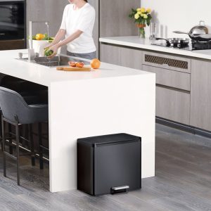 EKO Coș de gunoi cu pedală Essential, negru, 2×15 L