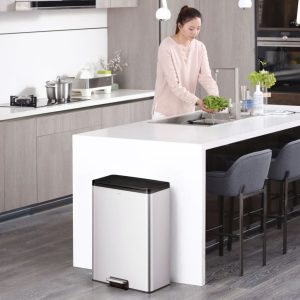 EKO Coș de gunoi cu pedală Essential, argintiu mat, 2×20 L