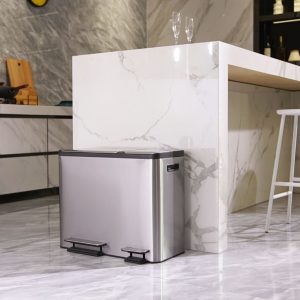 EKO Coș de gunoi cu pedală EcoCasa, argintiu mat, 3×15 L