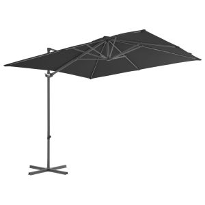 Umbrelă în consolă cu stâlp din oțel, antracit, 250×250 cm