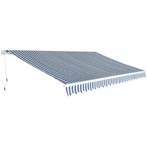 Copertină pliabilă, acționată manual, albastru/alb, 500 cm