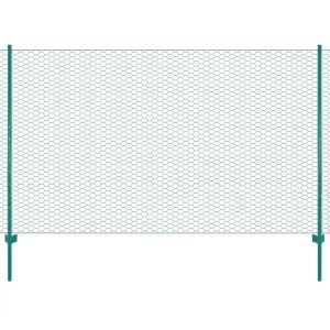 Gard din plasă de sârmă cu stâlpi, verde, 25 x 2 m, oțel