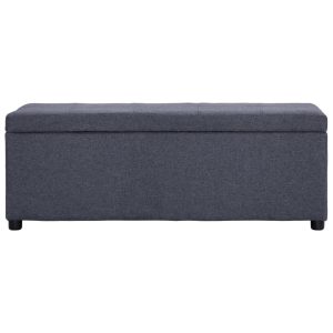 Bancă, compartiment de depozitare, gri închis, 116 cm poliester