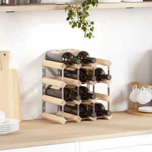Suport sticle de vin pentru 12 sticle, lemn masiv de pin