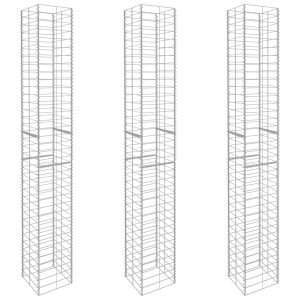 Coșuri gabion, 3 buc., 25 x 25 x 197 cm, oțel galvanizat