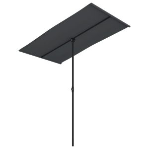 Umbrelă de soare de grădină, stâlp aluminiu, negru, 180×110 cm