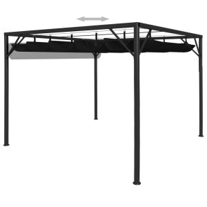 Pavilion de grădină cu acoperiș retractabil, antracit, 3 x 3 m