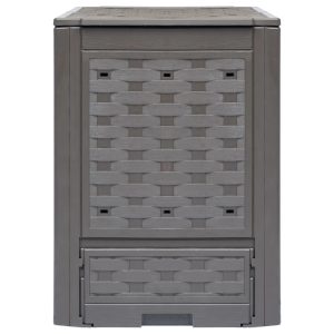 Compostoare grădină 2 buc. maro 60x60x83 cm 600 L plastic ratan