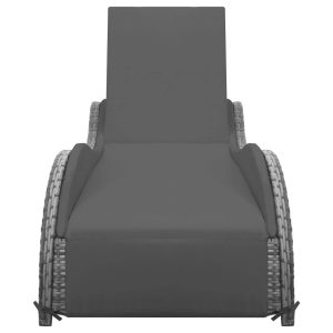 Șezlong cu pernă, antracit, poliratan