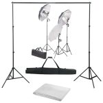 Kit studio foto cu set de lumini și fundal