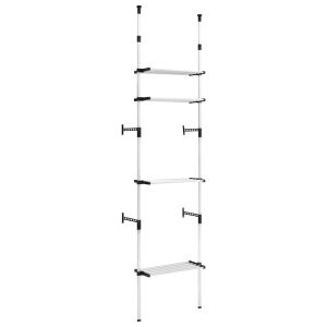 Sistem de șifonier telescopic cu rafturi, aluminiu