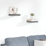 Rafturi de perete, 2 buc., gri extralucios, 23×23,5×3,8 cm, MDF