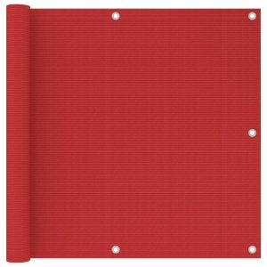 Paravan de balcon, roșu, 90 x 300 cm, HDPE