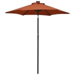 Umbrelă de soare cu lumini LED, cărămiziu, 200×211 cm, aluminiu