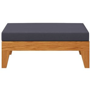 Taburet modular, cu pernă gri închis, lemn masiv de acacia