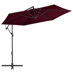 Umbrelă în consolă cu stâlp din aluminiu, roșu bordo, 300 cm