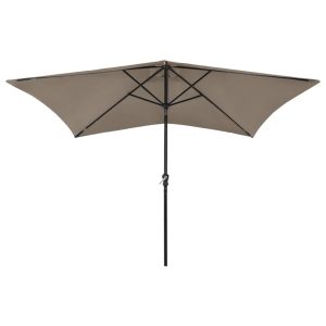 Umbrelă de soare cu stâlp din oțel & LED-uri, taupe, 2×3 m
