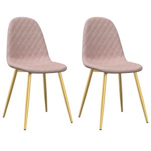 Scaune de sufragerie, 2 buc., roz, catifea