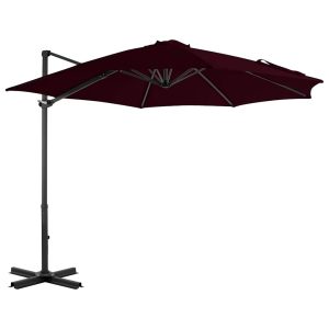 Umbrelă consolă de grădină, stâlp din aluminiu, roșu, 300 cm