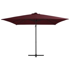 Umbrelă în consolă de grădină cu LED-uri, roșu bordo 250×250 cm