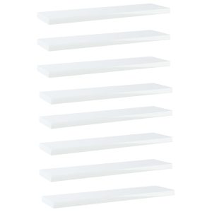 Plăci bibliotecă, 8 buc., alb extralucios, 40 x 10 x 1,5 cm PAL