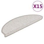 Covoraș scări autoadeziv 15 buc platină 65x21x4 cm aspect sisal