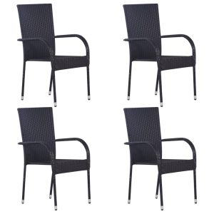 Set mobilier de grădină, 5 piese, negru
