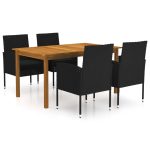Set mobilier de grădină, 5 piese, negru