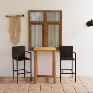 Set mobilier de bar de grădină, 3 piese, maro