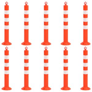 Bornă de control trafic cu lanţ, 10 buc., 75 cm, PE