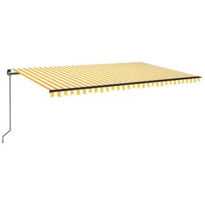 Copertină retractabilă manual, galben și alb, 500×350 cm