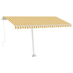 Copertină retractabilă manual cu LED, galben & alb, 400×300 cm