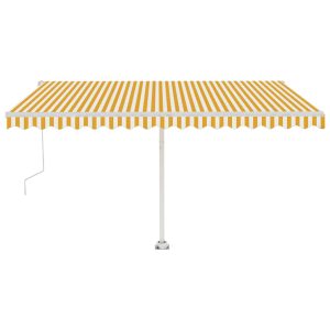 Copertină autonomă retractabilă automat galben&alb, 400×300 cm