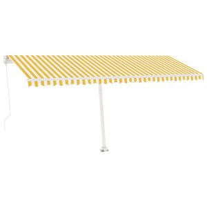 Copertină retractabilă manual cu LED, galben și alb, 500×300 cm
