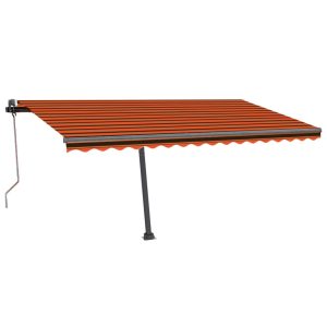 Copertină automată senzor vânt&LED portocaliu&maro, 450×300 cm