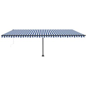 Copertină autonomă retractabilă automat albastru/alb 600×300 cm