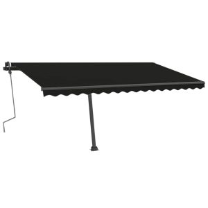 Copertină autonomă retractabilă manual, antracit, 400×350 cm