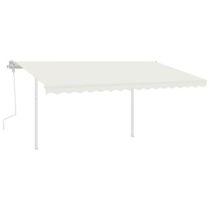 Copertină retractabilă manual, cu LED, crem, 4,5×3 m
