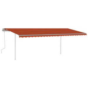 Copertină retractabilă manual cu LED, portocaliu/maro, 6×3 m