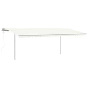 Copertină retractabilă automat, cu stâlpi, crem, 6×3 m