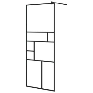 Paravan de duș walk-in negru 80×195 cm sticlă ESG transparentă