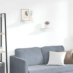 Rafturi perete suspendate 2 buc. alb/stejar 23×23,5×3,8 cm MDF