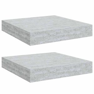 Rafturi perete suspendate 2 buc. gri beton 23×23,5×3,8 cm MDF