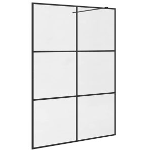 Paravan de duș walk-in negru 140×195 cm sticlă ESG transparentă