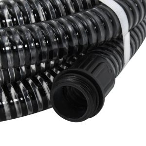 Furtun de aspirație cu racorduri din alamă, negru 1,1″ 5 m, PVC