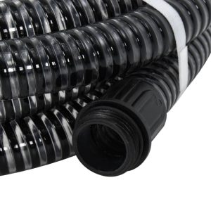 Furtun de aspirație cu racorduri din alamă, negru 1,1″ 15 m PVC