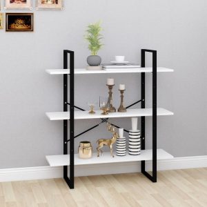 Bibliotecă, alb, 100x30x105 cm, PAL