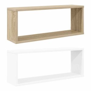 Rafturi de perete cub 2 buc. alb/stejar sonoma 60x15x23 cm PAL