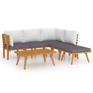 Set mobilier de grădină cu perne, 6 piese, lemn masiv acacia