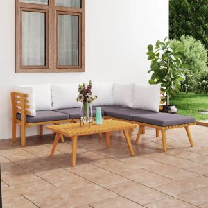 Set mobilier de grădină cu perne, 6 piese, lemn masiv acacia